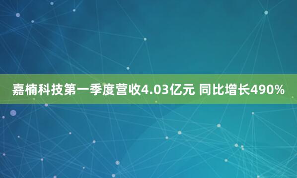 嘉楠科技第一季度营收4.03亿元 同比增长490%